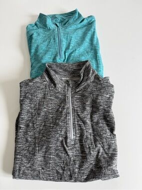 Tasc Performance Women’s 2 Jerseys Heather Gray and Teal Blue Size Large EUC!